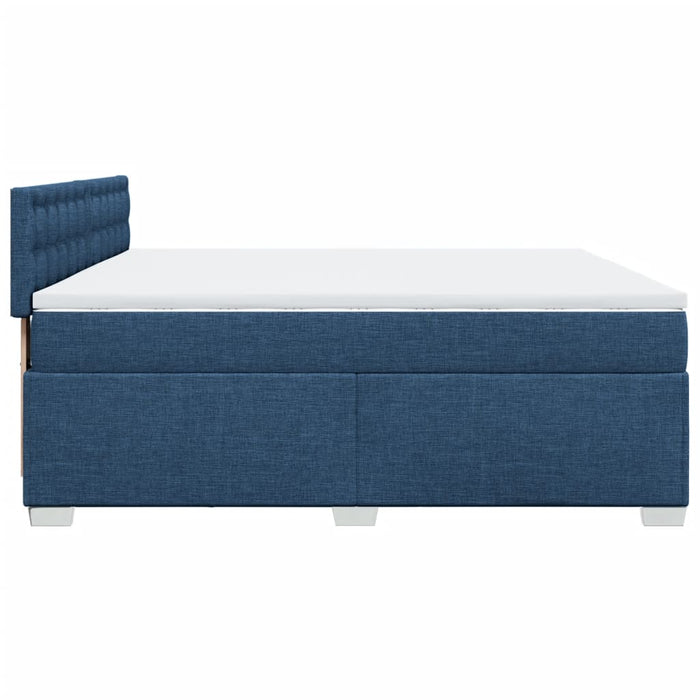 Pat box spring cu saltea, albastru, 200x200 cm, textil - WALTI WALTI