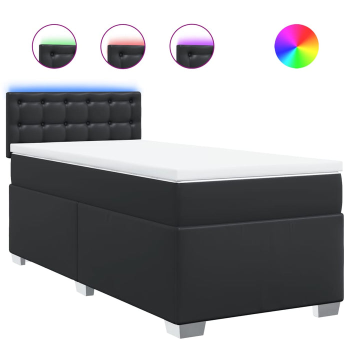 Pat continental cu saltea, negru, 80x200 cm, piele ecologică - WALTI WALTI
