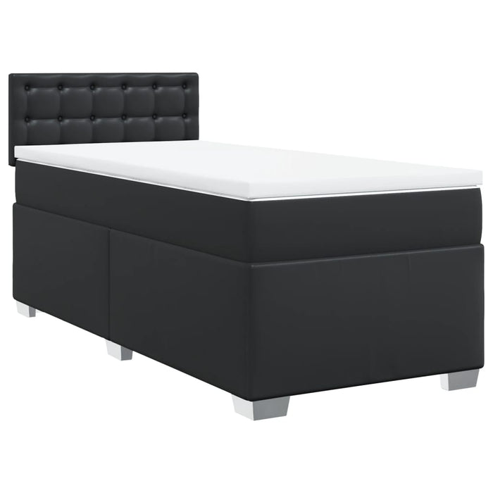 Pat continental cu saltea, negru, 80x200 cm, piele ecologică - WALTI WALTI