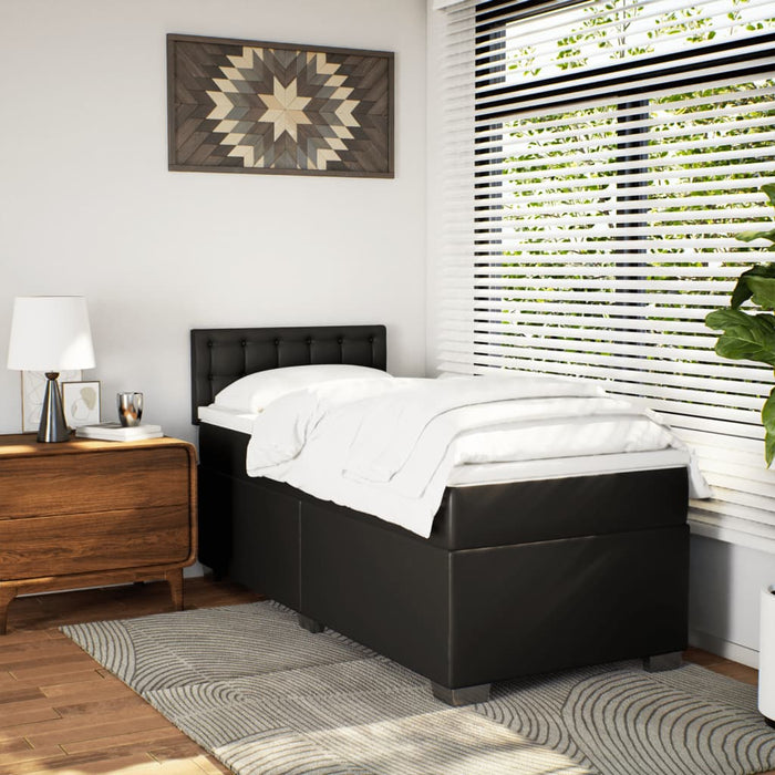 Pat continental cu saltea, negru, 80x200 cm, piele ecologică - WALTI WALTI