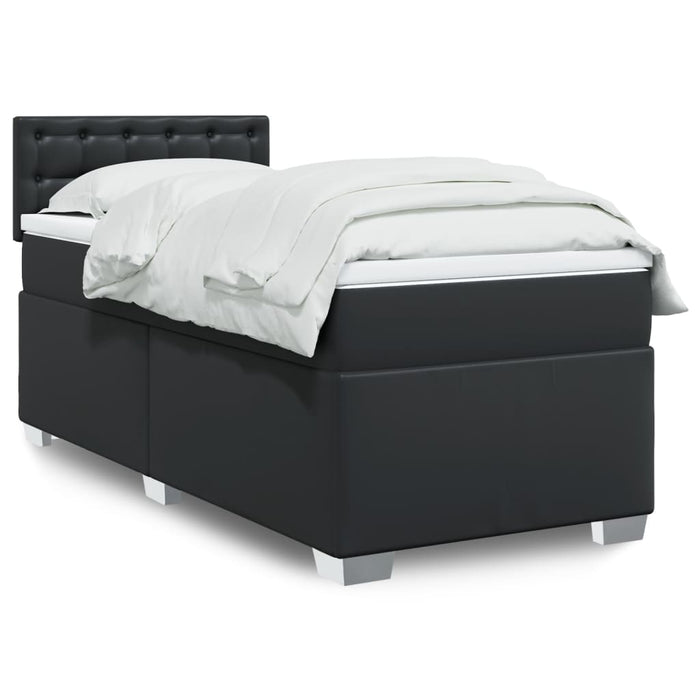 Pat continental cu saltea, negru, 80x200 cm, piele ecologică - WALTI WALTI