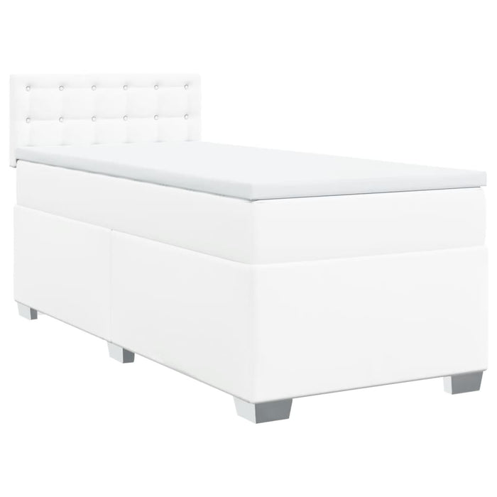 Pat box spring cu saltea, alb, 80x200 cm, piele ecologică - WALTI WALTI