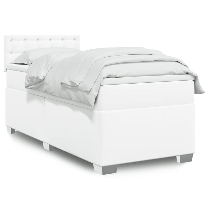 Pat box spring cu saltea, alb, 80x200 cm, piele ecologică - WALTI WALTI