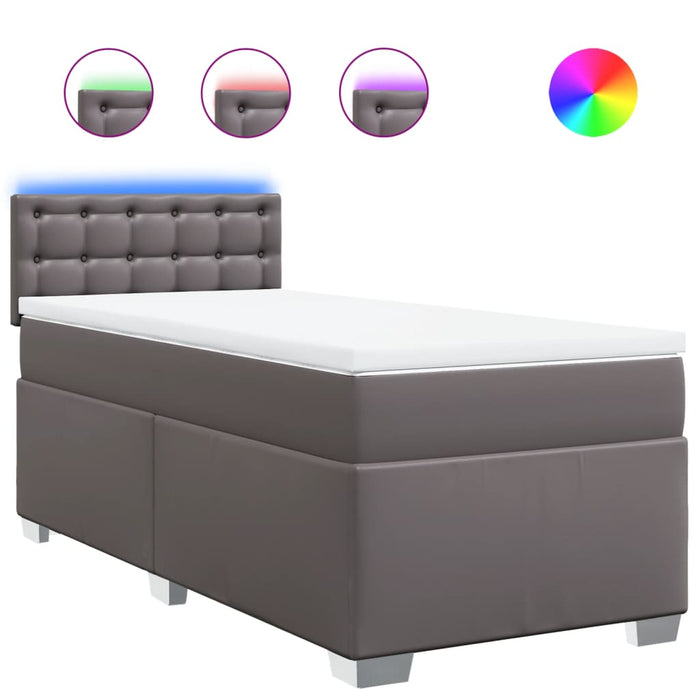 Pat box spring cu saltea, gri, 80x200 cm, piele ecologică - WALTI WALTI