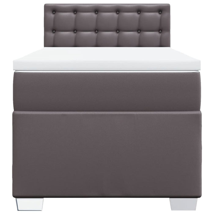 Pat box spring cu saltea, gri, 80x200 cm, piele ecologică - WALTI WALTI