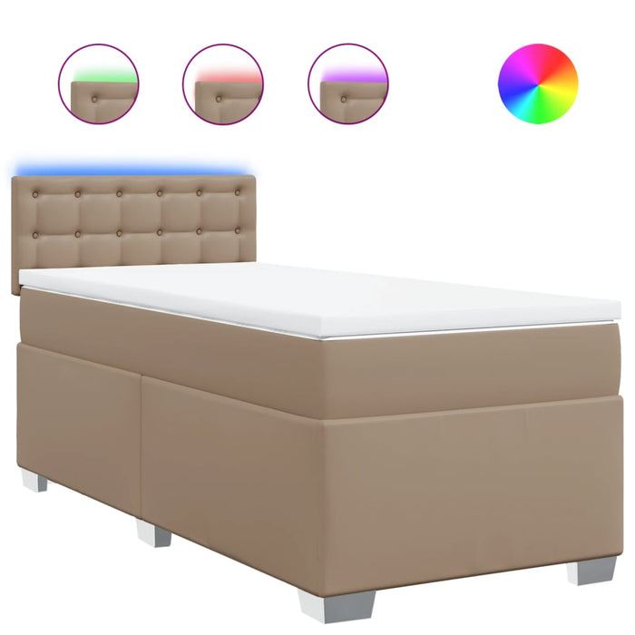 Pat box spring cu saltea, cappuccino, 80x200 cm piele ecologică - WALTI WALTI