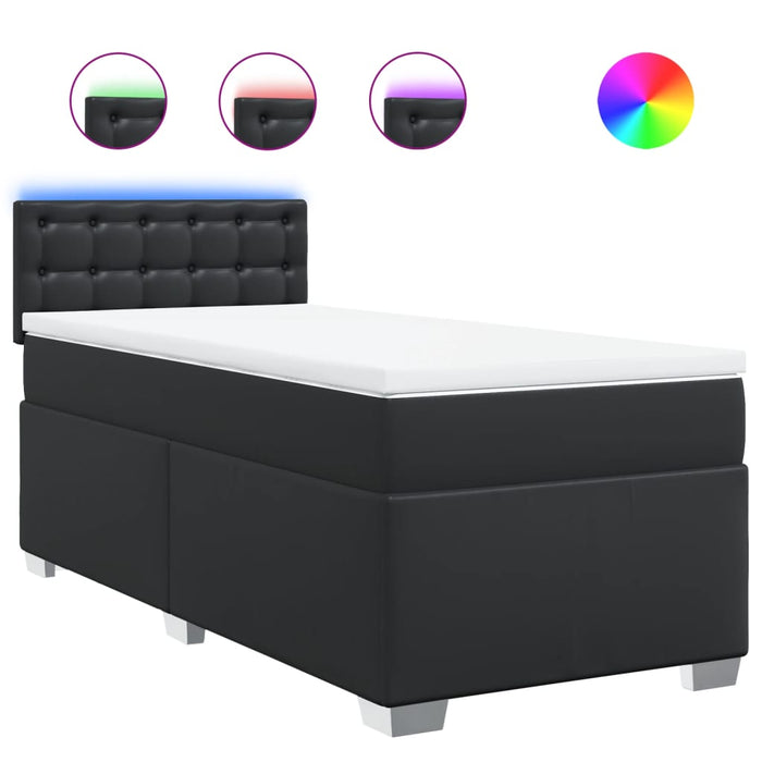 Pat box spring cu saltea, negru, 90x190 cm, piele ecologică - WALTI WALTI