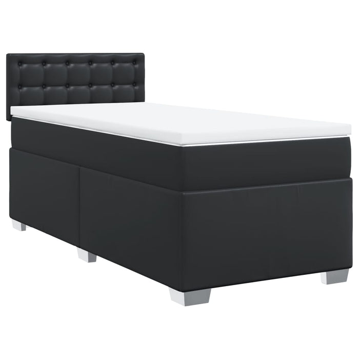 Pat box spring cu saltea, negru, 90x190 cm, piele ecologică - WALTI WALTI