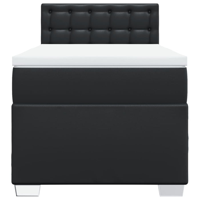 Pat box spring cu saltea, negru, 90x190 cm, piele ecologică - WALTI WALTI