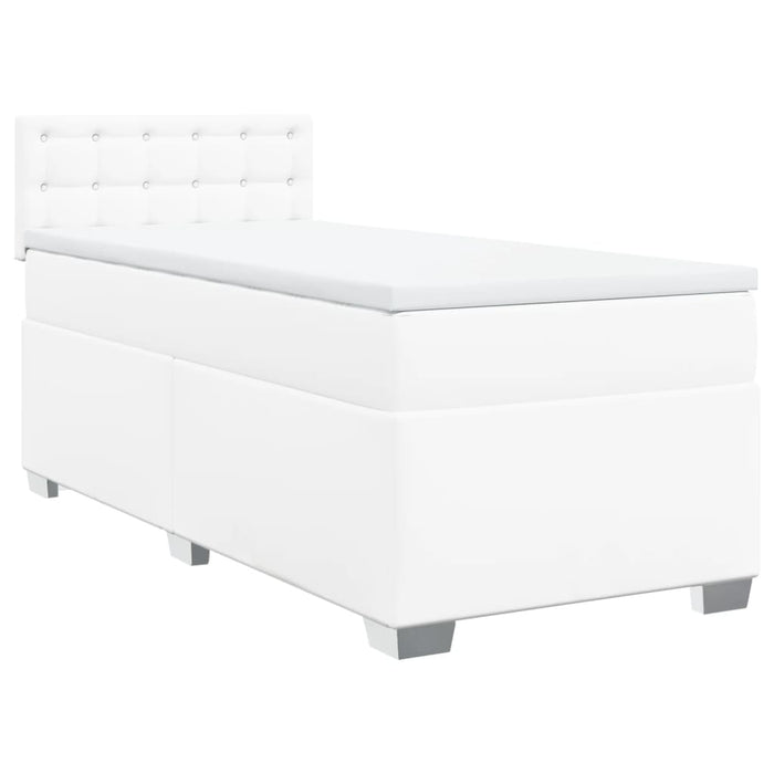 Pat box spring cu saltea, alb, 90x200 cm, piele ecologică - WALTI WALTI
