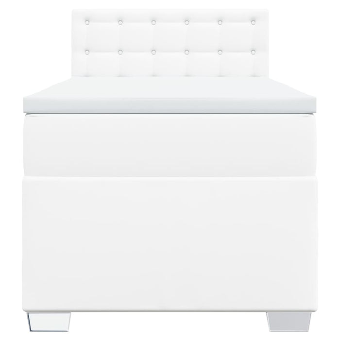 Pat box spring cu saltea, alb, 100x200 cm, piele ecologică - WALTI WALTI