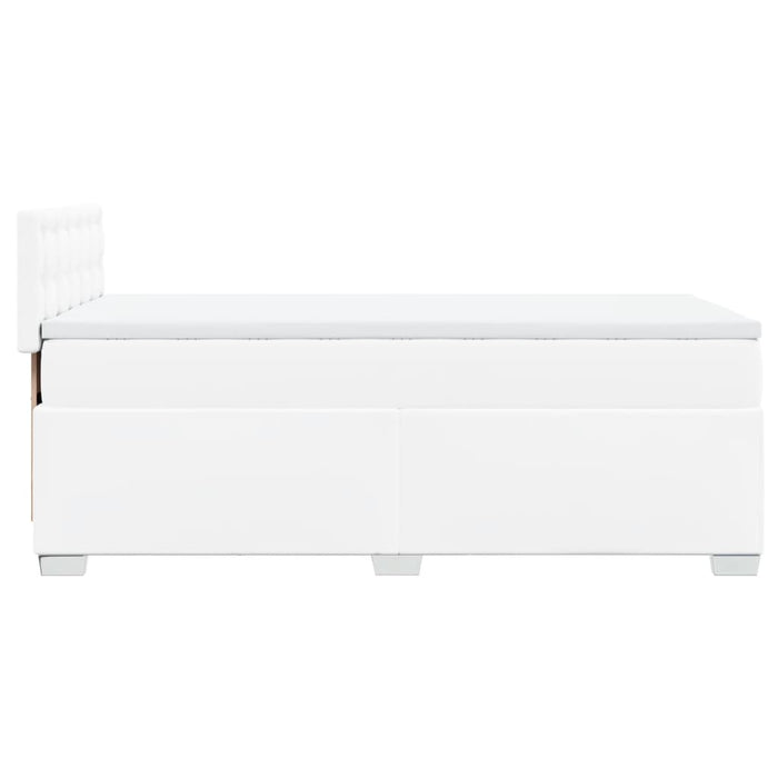 Pat box spring cu saltea, alb, 100x200 cm, piele ecologică - WALTI WALTI