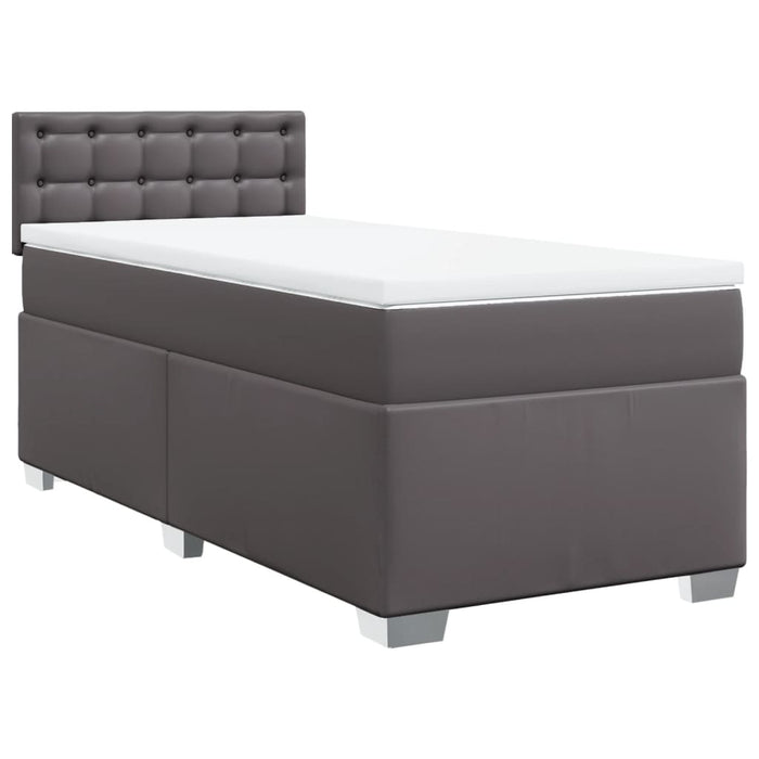 Pat box spring cu saltea, gri, 100x200 cm, piele ecologică - WALTI WALTI