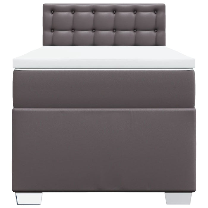 Pat box spring cu saltea, gri, 100x200 cm, piele ecologică - WALTI WALTI