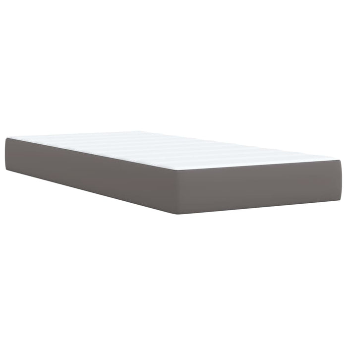 Pat box spring cu saltea, gri, 100x200 cm, piele ecologică - WALTI WALTI