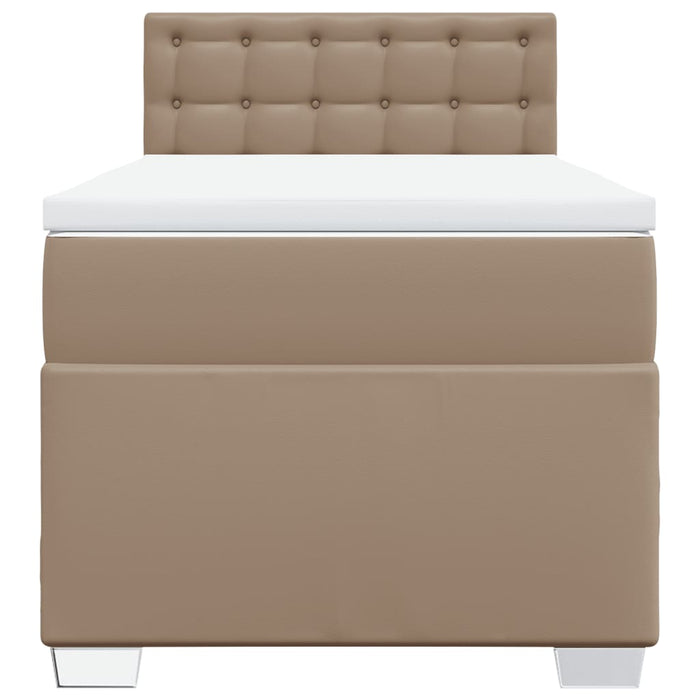 Pat box spring cu saltea, cappuccino, 100x200cm piele ecologică - WALTI WALTI