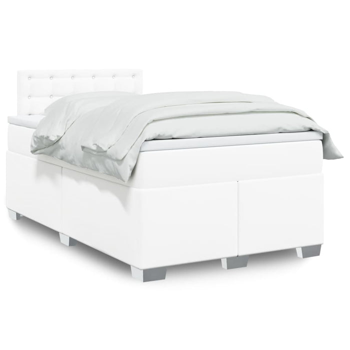 Pat box spring cu saltea, alb, 120x190 cm, piele ecologică - WALTI WALTI