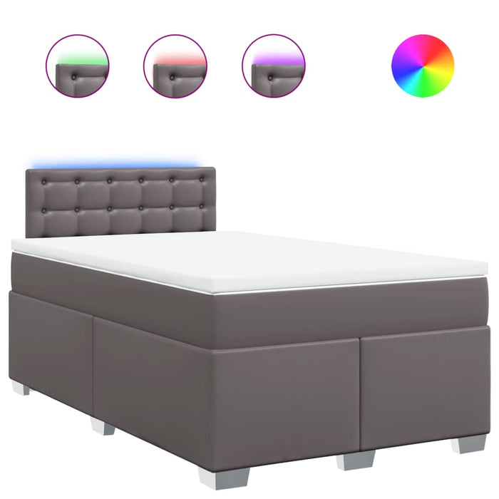 Pat box spring cu saltea, gri, 120x190 cm, piele ecologică - WALTI WALTI