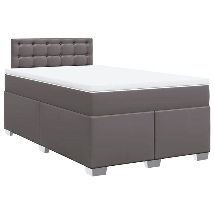 Pat box spring cu saltea, gri, 120x190 cm, piele ecologică - WALTI WALTI