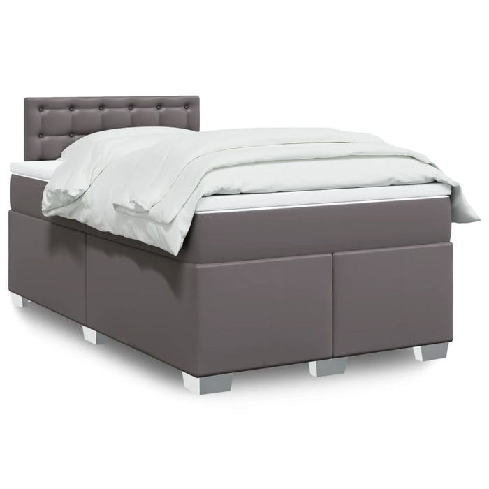 Pat box spring cu saltea, gri, 120x190 cm, piele ecologică - WALTI WALTI