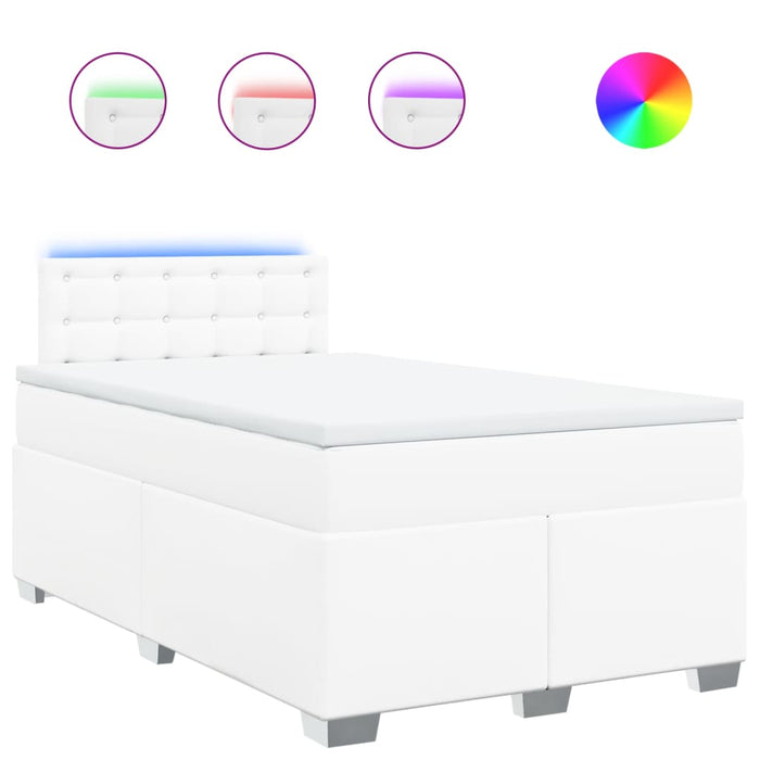 Pat box spring cu saltea, alb, 120x200 cm, piele ecologică - WALTI WALTI