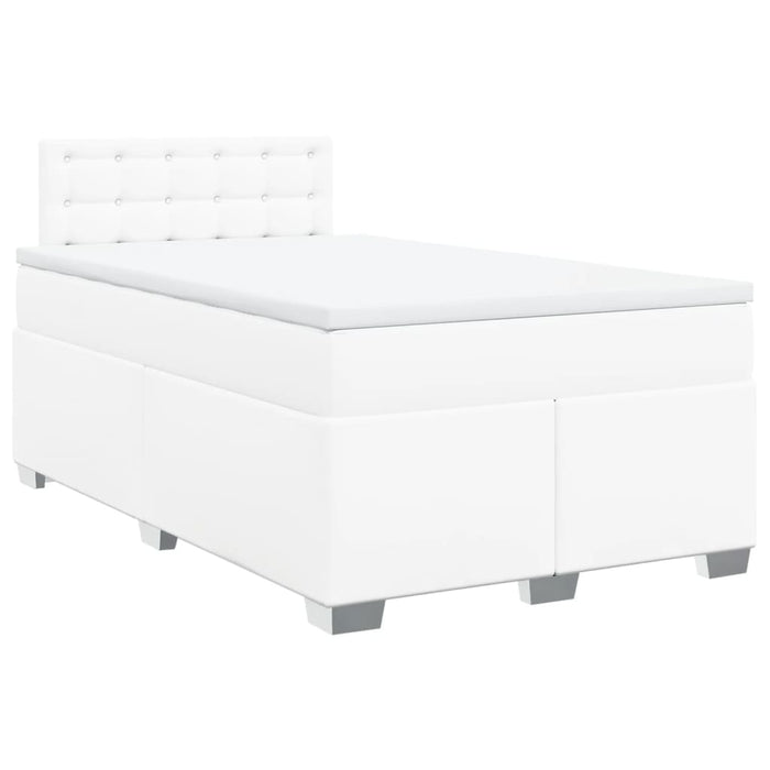 Pat box spring cu saltea, alb, 120x200 cm, piele ecologică - WALTI WALTI