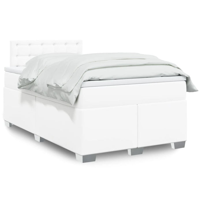 Pat box spring cu saltea, alb, 120x200 cm, piele ecologică - WALTI WALTI