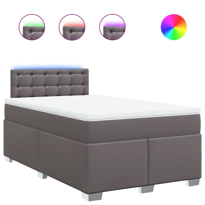 Pat box spring cu saltea, gri, 120x200 cm, piele ecologică - WALTI WALTI
