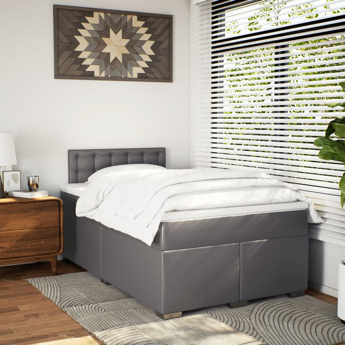 Pat box spring cu saltea, gri, 120x200 cm, piele ecologică - WALTI WALTI
