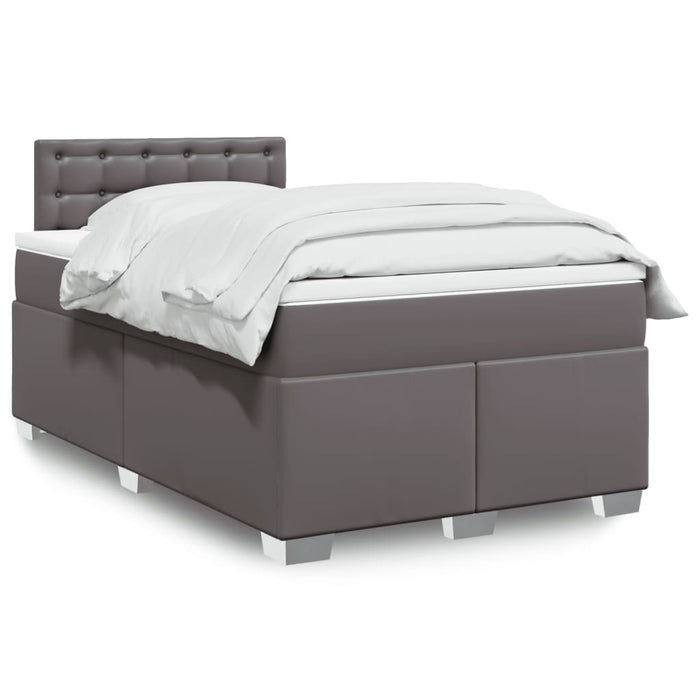 Pat box spring cu saltea, gri, 120x200 cm, piele ecologică - WALTI WALTI