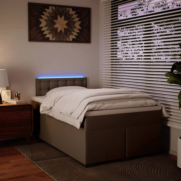 Pat box spring cu saltea, cappuccino, 120x200cm piele ecologică - WALTI WALTI