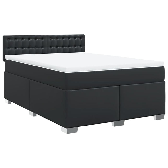 Pat box spring cu saltea, negru, 140x190 cm, piele ecologică - WALTI WALTI