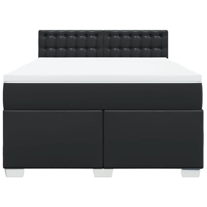 Pat box spring cu saltea, negru, 140x190 cm, piele ecologică - WALTI WALTI