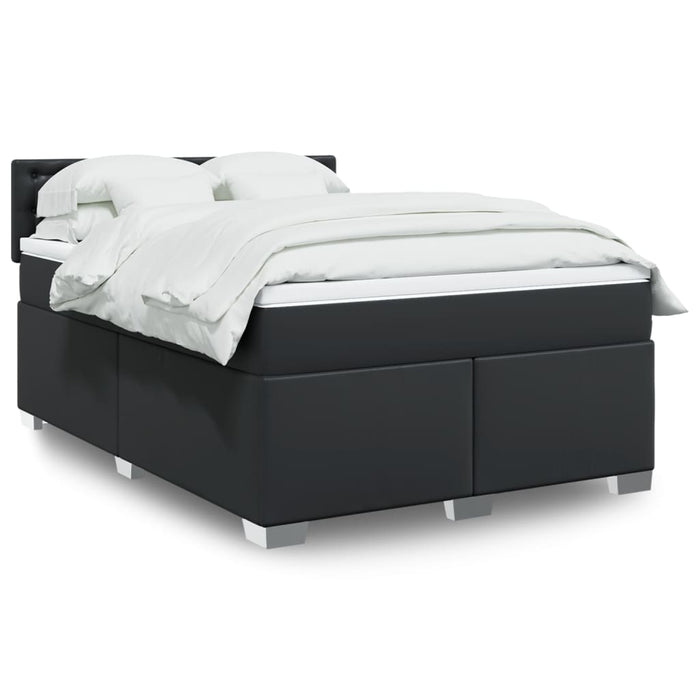 Pat box spring cu saltea, negru, 140x190 cm, piele ecologică - WALTI WALTI