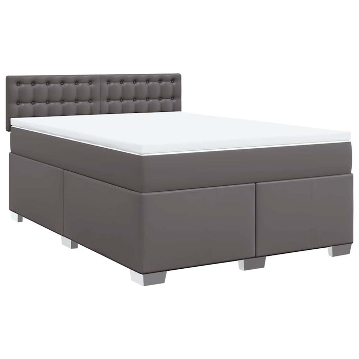 Pat box spring cu saltea, gri, 140x190 cm, piele ecologică - WALTI WALTI
