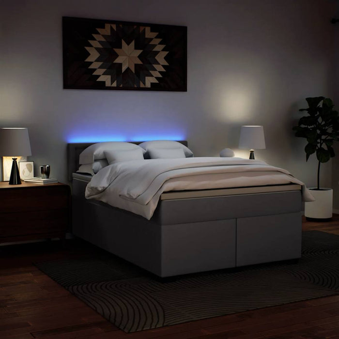Pat box spring cu saltea, gri, 140x190 cm, piele ecologică - WALTI WALTI