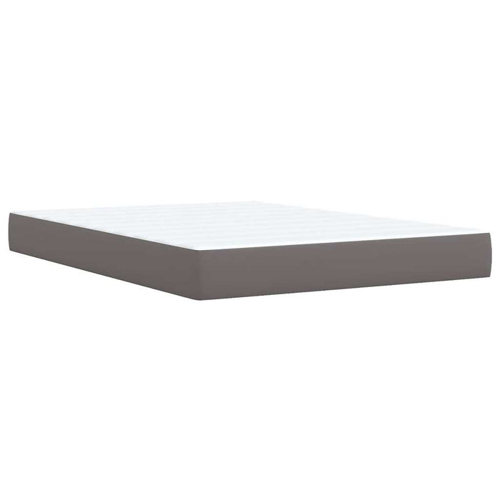 Pat box spring cu saltea, gri, 140x190 cm, piele ecologică - WALTI WALTI