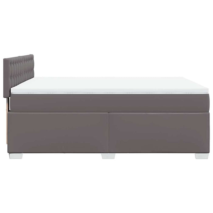 Pat box spring cu saltea, gri, 140x190 cm, piele ecologică - WALTI WALTI