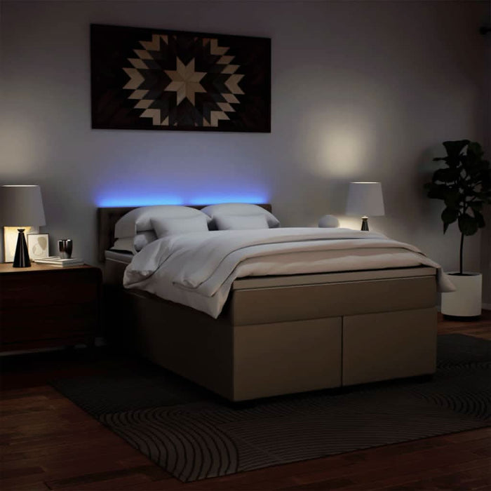 Pat box spring cu saltea, cappuccino, 140x190cm piele ecologică - WALTI WALTI