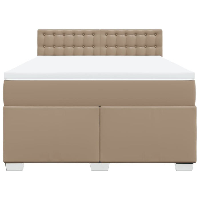 Pat box spring cu saltea, cappuccino, 140x190cm piele ecologică - WALTI WALTI