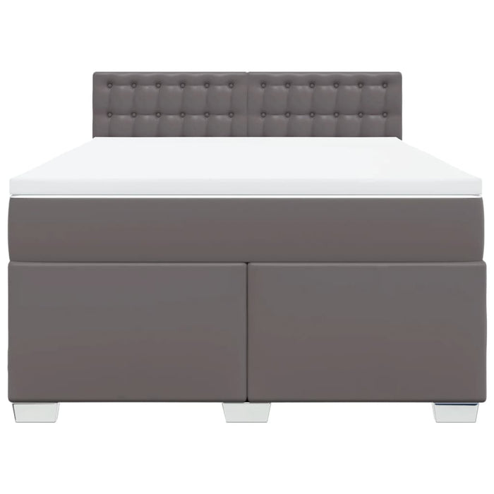 Pat box spring cu saltea, gri, 140x200 cm, piele ecologică - WALTI WALTI