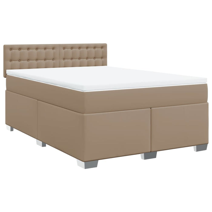 Pat box spring cu saltea, cappuccino, 140x200cm piele ecologică - WALTI WALTI
