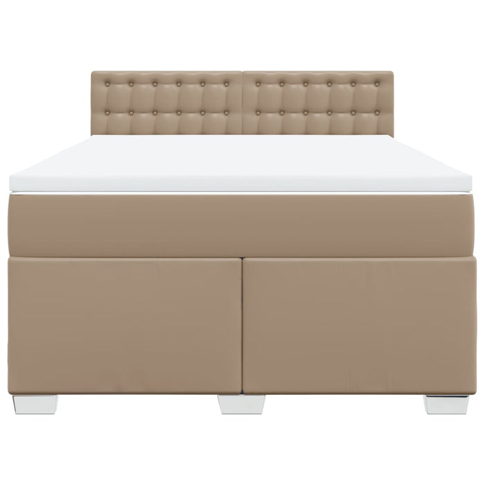 Pat box spring cu saltea, cappuccino, 140x200cm piele ecologică - WALTI WALTI