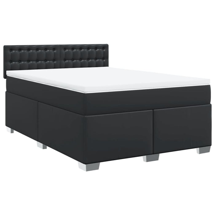 Pat box spring cu saltea, negru, 160x200 cm, piele ecologică - WALTI WALTI