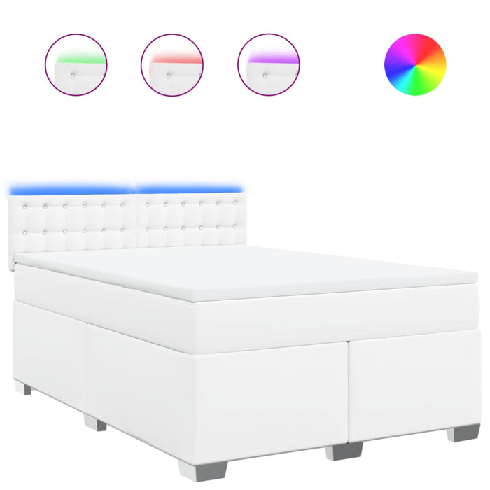 Pat box spring cu saltea, alb, 160x200 cm, piele ecologică - WALTI WALTI