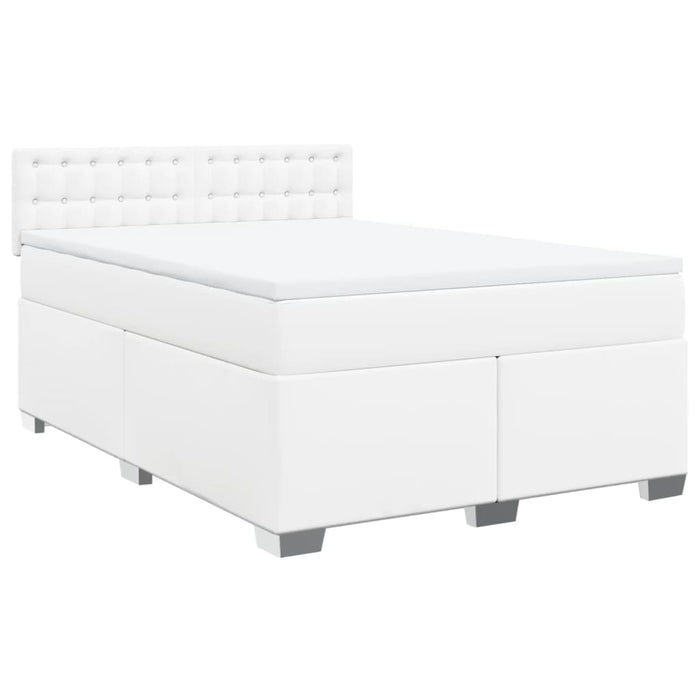 Pat box spring cu saltea, alb, 160x200 cm, piele ecologică - WALTI WALTI