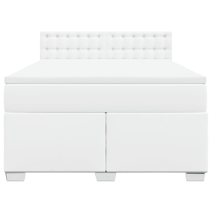 Pat box spring cu saltea, alb, 160x200 cm, piele ecologică - WALTI WALTI