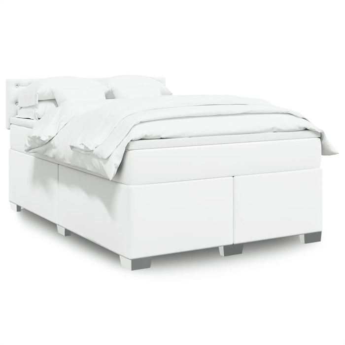 Pat box spring cu saltea, alb, 160x200 cm, piele ecologică - WALTI WALTI