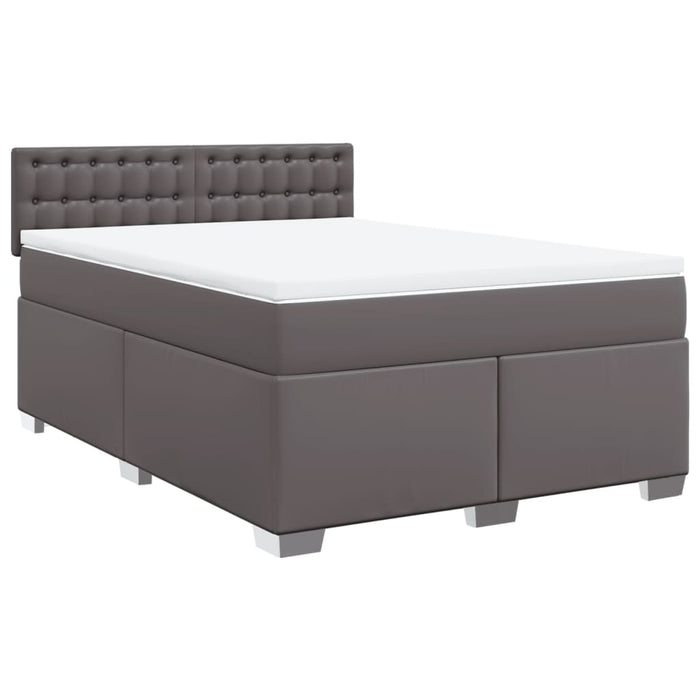 Pat box spring cu saltea, gri, 160x200 cm, piele ecologică - WALTI WALTI