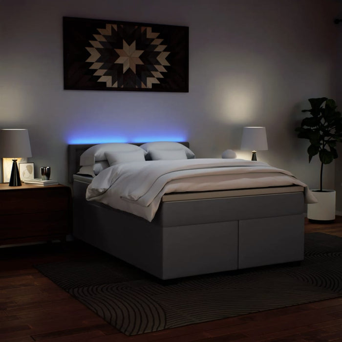 Pat box spring cu saltea, gri, 160x200 cm, piele ecologică - WALTI WALTI